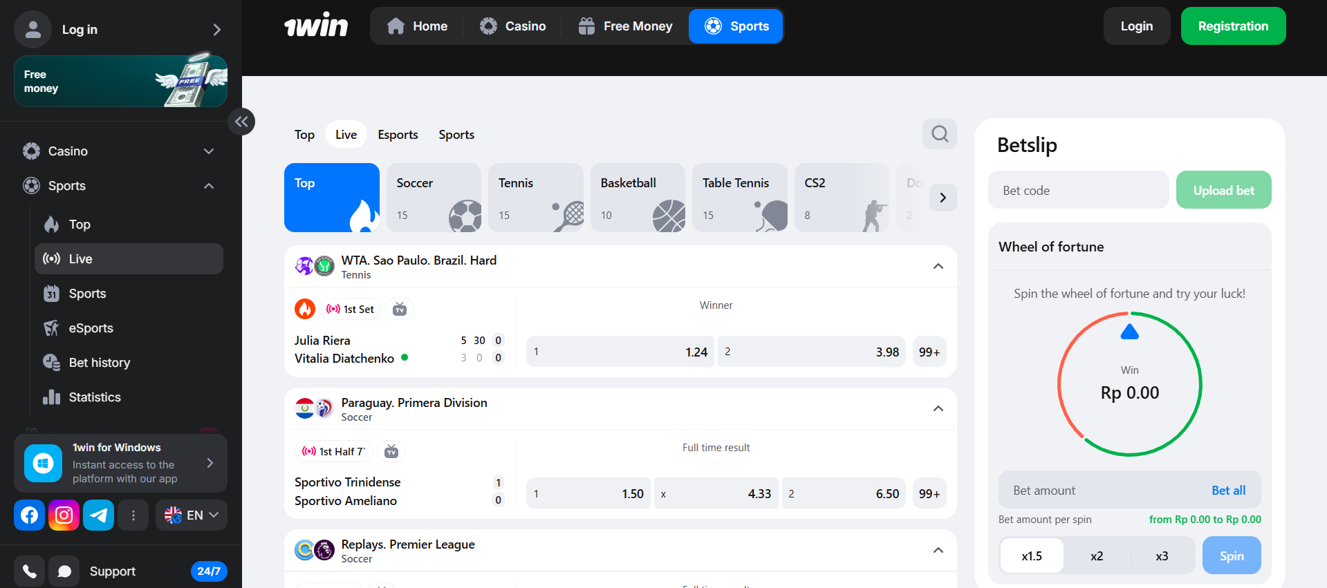 Explore sports betting markets on 1win Indonesia including cricket and football