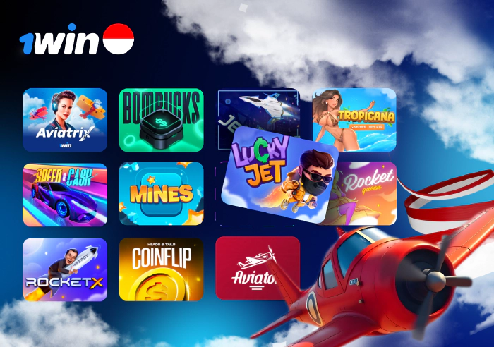 Popular crash games at 1win Indonesia include Aviator and Lucky Jet.