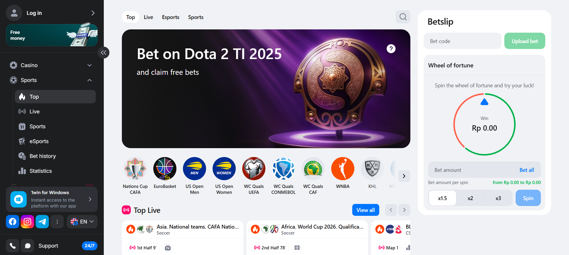 Access 1win sportsbook in Indonesia for top esports and betting options